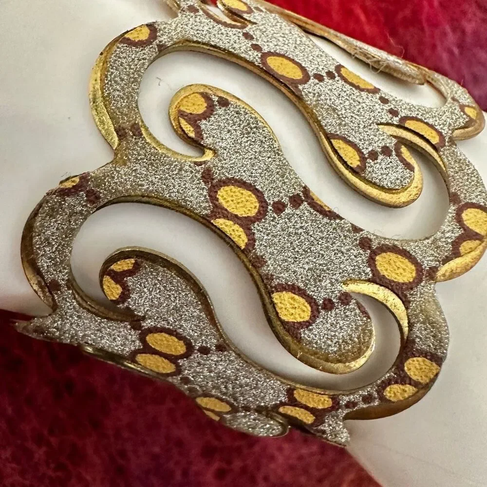 Silver gold wide cuff bracelet silver gold